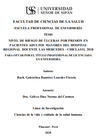 Nivel de riesgo de úlceras por presión en pacientes adultos mayores del Hospital Regional Docente las Mercedes