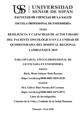 Resiliencia y capacidad de autocuidado del paciente oncológico en la unidad de quimioterapia del Hospital Regional Lambayeque