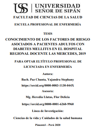 Conocimiento de los factores de riesgo asociados a pacientes adultos con diabetes mellitus en el Hospital Regional Docente las Mercedes