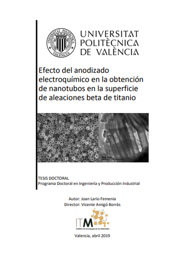 Efecto del anodizado electroquímico en la obtención de nanotubos en la superficie de aleaciones beta de titanio