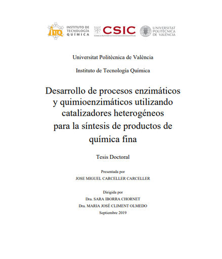 Desarrollo de procesos enzimáticos y quimio-enzimáticos utilizando catalizadores heterogéneos para la síntesis de productos de Química Fina