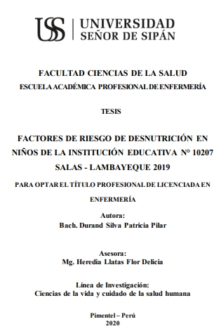 Factores de riesgo de desnutrición en niños de la Institución Educativa N° 10207 Salas