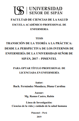 Transición de la teoría a la práctica: desde la perspectiva de los internos de enfermería de la Universidad Señor de Sipán