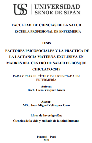 Factores psicosociales y la práctica de la lactancia materna exclusiva en madres del centro de salud El Bosque Chiclayo