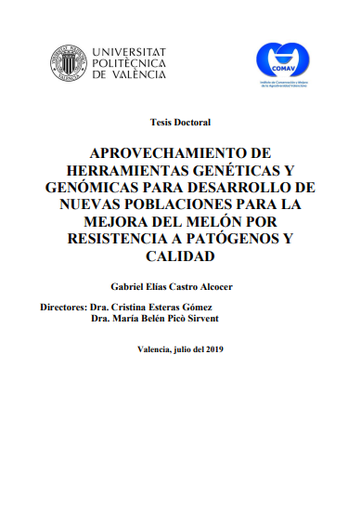 APROVECHAMIENTO DE HERRAMIENTAS GENETICAS Y GENOMICAS PARA DESARROLLO DE NUEVAS POBLACIONES PARA LA MEJORA DEL MELON POR RESISTENCIA A PATÓGENOS Y CALIDAD