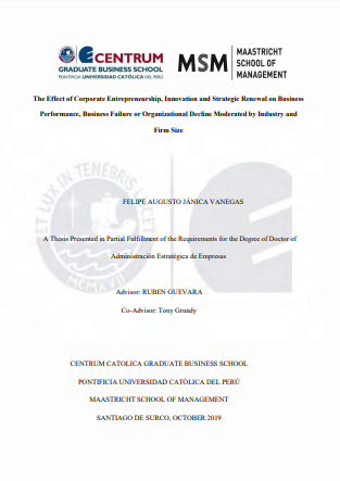 The effect of corporate entrepreneurship, innovation and strategic renewal on business performance, business failure or organizational decline moderated by industry and firm size