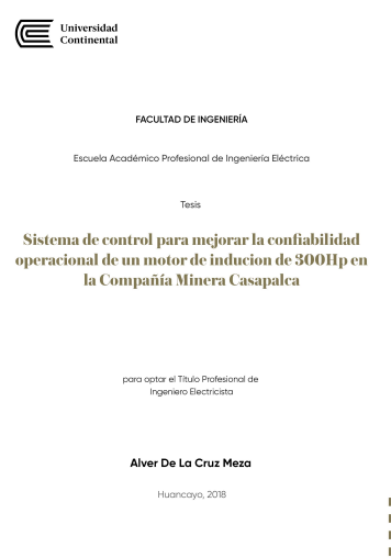 Sistema de control para mejorar la confiabilidad operacional de un motor de inducción de 300Hp en la Compañía Minera Casapalca