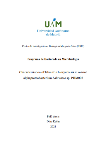 Characterization of labrenzin biosynthesis in marine alphaproteobacterium Labrenzia sp. PHM005