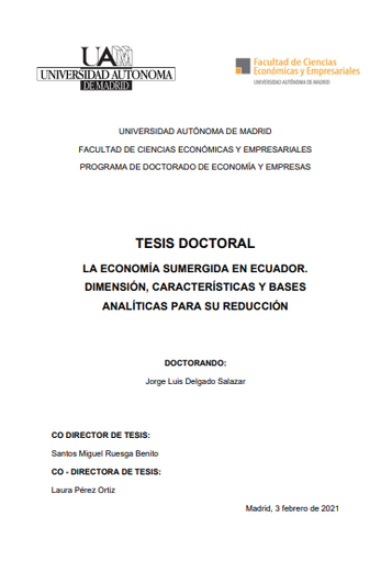 La economía sumergida en Ecuador. Dimensión, características y bases analíticas para su reducción