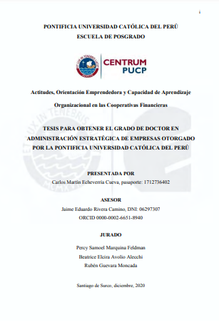 Actitudes, orientación emprendedora y capacidad de aprendizaje organizacional en las cooperativas financieras