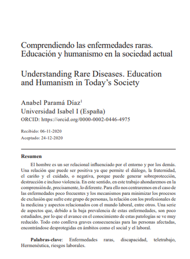 Comprendiendo las enfermedades raras. Educación y humanismo en la sociedad actual