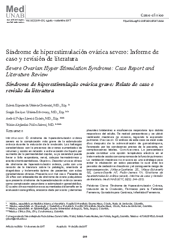 Síndrome de hiperestimulación ovárica severo: Informe de caso y revisión de literatura