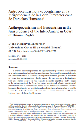 Antropocentrismo y ecocentrismo en la jurisprudencia de la Corte Interamericana de Derechos Humanos