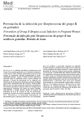 Prevención de la infección por Streptococcus del grupo B en gestantes