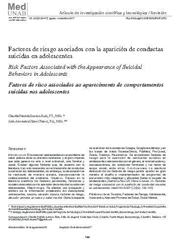 Factores de riesgo asociados con la aparición de conductas suicidas en adolescentes