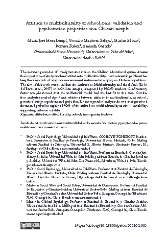 Escala de actitud hacia la multiculturalidad en la escuela: validación y propiedades psico-métricas en una muestra chilena