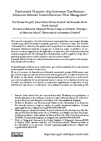 Propiedades psicométricas de un instrumento que mide las actitudes de los adolescentes hacia la gestión de residuos electrónicos