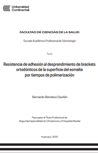 Resistencia de adhesión al desprendimiento de brackets ortodónticos de la superficie del esmalte por tiempos de polimerización