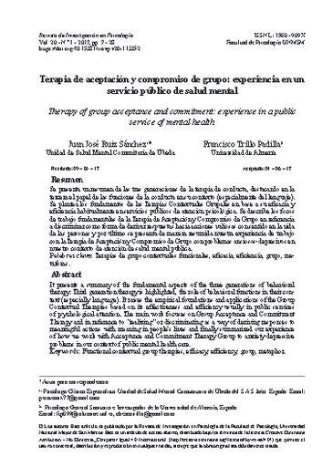 Terapia de aceptación y compromiso de grupo: experiencia en un servicio público de salud mental