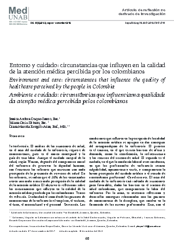 Entorno y cuidado: circunstancias que influyen en la calidad de la atención médica percibida por los colombianos