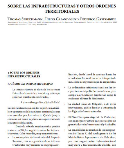 Sobre las infraestructuras y otros órdenes territoriales