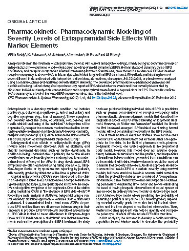 Pharmacokinetic–Pharmacodynamic Modeling of Severity levels of extrapyramidal Side effects with Markov  elements