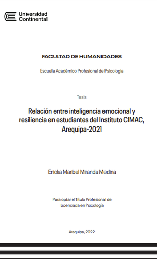 Relación entre inteligencia emocional y resiliencia en estudiantes del Instituto CIMAC, Arequipa-2021