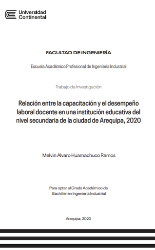 Relación entre la capacitación y el desempeño laboral docente en una institución educativa del nivel secundaria de la ciudad de Arequipa, 2020