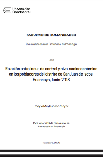 Relación entre locus de control y nivel socioeconómico en los pobladores del distrito de San Juan de Iscos, Huancayo, Junín-2018