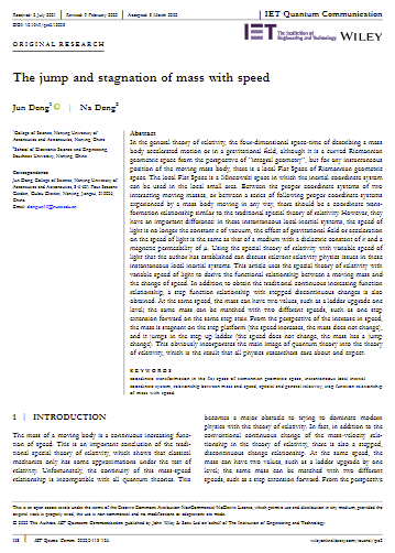 The jump and stagnation of mass with speed