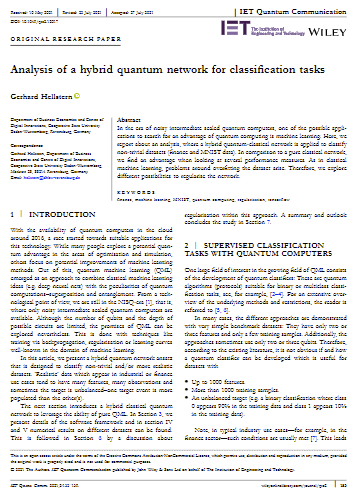 Analysis of a hybrid quantum network for classification tasks