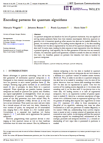 Encoding patterns for quantum algorithms