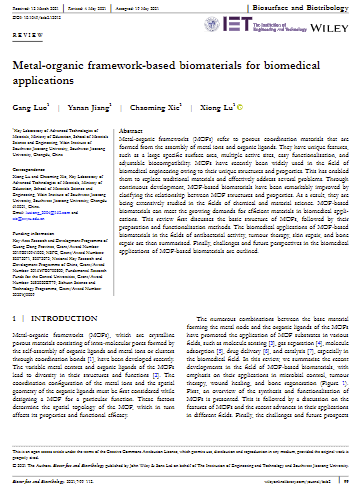 Metal-organic framework-based biomaterials for biomedical applications