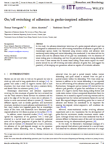 On/off switching of adhesion in gecko-inspired adhesives