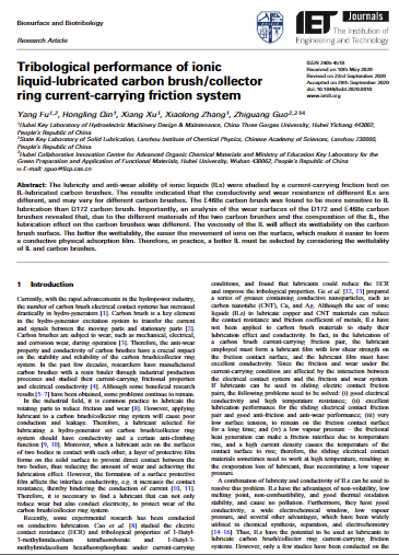 Tribological performance of ionic liquid-lubricated carbon brush/collector ring current-carrying friction system