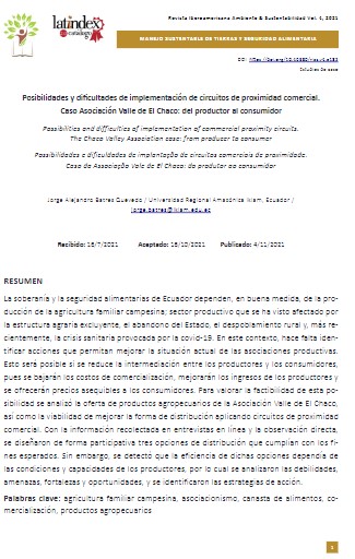 Posibilidades y dificultades de implementación de circuitos de proximidad comercial. Caso Asociación Valle de El Chaco: del productor al consumidor