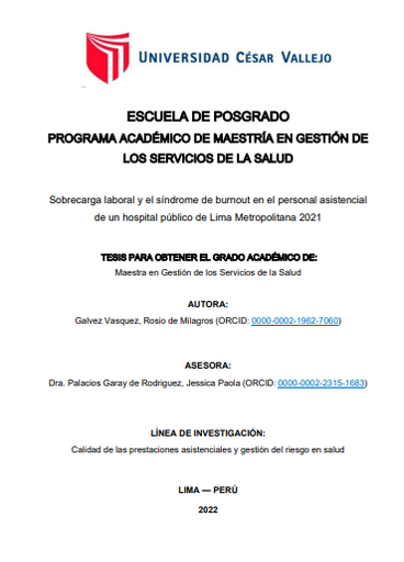 Sobrecarga laboral y el síndrome de Burnout en el personal asistencial de un hospital público de Lima Metropolitana 2021