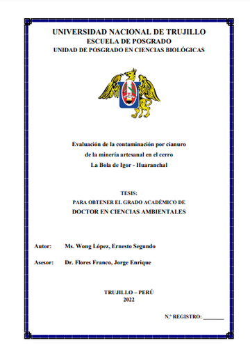 Evaluación de la contaminación por cianuro de la minería artesanal en el cerro La Bola de Igor - Huaranchal