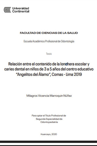 Relación entre el contenido de la lonchera escolar y caries dental en niños de 3 a 5 años del centro educativo “Angelitos del Álamo”, Comas - Lima 2019