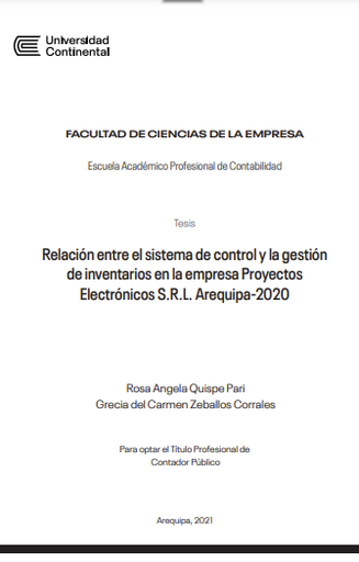 Relación entre el sistema de control y la gestión de inventarios en la empresa Proyectos Electrónicos S.R.L. Arequipa-2020