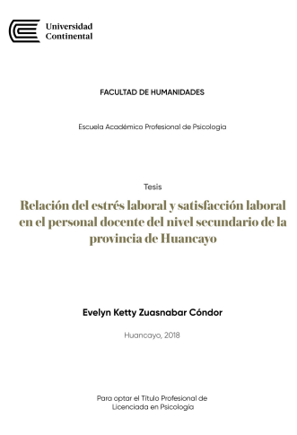 Relación del estrés laboral y satisfacción laboral en el personal docente del nivel secundario de la provincia de Huancayo