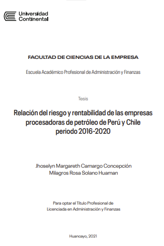 Relación del riesgo y rentabilidad de las empresas procesadoras de petróleo de Perú y Chile periodo 2016-2020