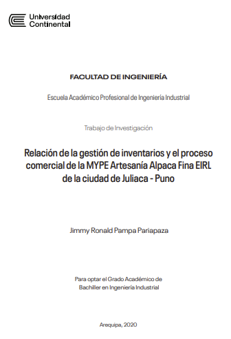 Relación de la gestión de inventarios y el proceso comercial de la MYPE Artesanía Alpaca Fina EIRL de la ciudad de Juliaca - Puno