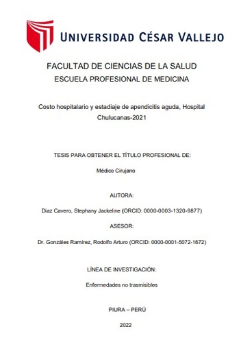 Costo hospitalario y estadiaje de apendicitis aguda, Hospital Chulucanas-2021