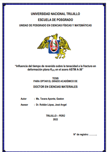 Influencia del tiempo de revenido sobre la tenacidad a la fractura en deformación plana K(IC) en el acero ASTM A-36