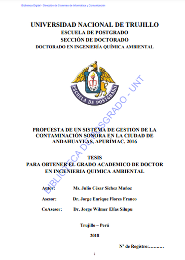 Propuesta de un sistema de gestión de la contaminación sonora en la ciudad de Andahuaylas, Apurímac, 2016