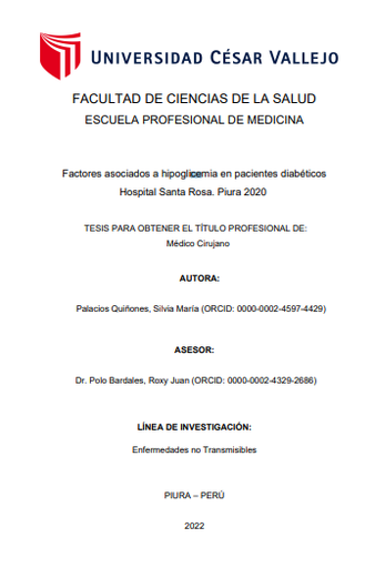 Factores asociados a hipoglicemia en pacientes diabéticos Hospital Santa Rosa. Piura 2020