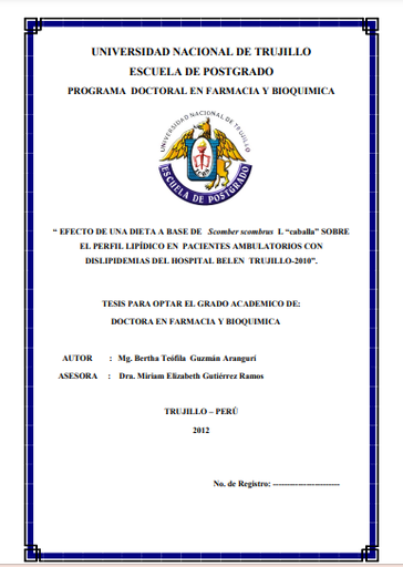 Efecto de una dieta a base de scomber scombrus l “caballa” sobre el perfil lipídico en pacientes ambulatorios con dislipidemias del hospital belén Trujillo-2010