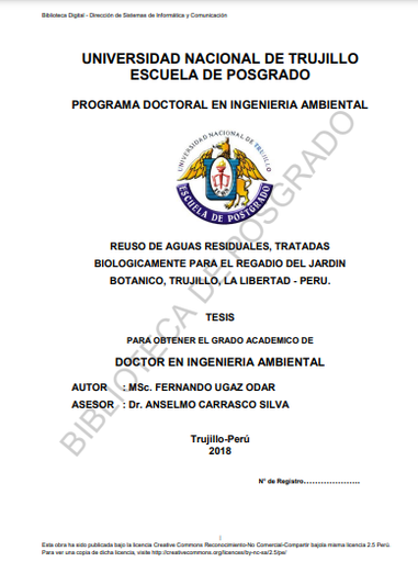 Reuso de aguas residuales, tratadas biologicamente para el regadio del jardin botanico, Trujillo, La Libertad - Perú