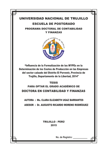 Influencia de la formalización de las mypes en la determinación de los costos de producción en las empresas del sector calzado del distrito el porvenir, provincia de Trujillo, departamento de la libertad, 2014